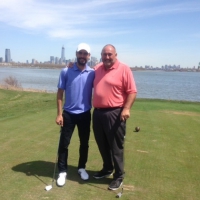 Chubby Chandler with former Barcelona manager Pep Guardiola at Liberty National